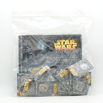  Hasbro 2005 Star Wars Episode III Official Pin Collection with Fifteen Pins, New Old Stock