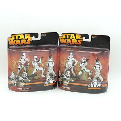 Two Hasbro 2005 Star Wars Revenge of the Sith Clone Troopers Build Your Army Packs, New Old Stock