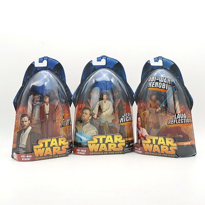 Hasbro 2005 Star Wars Revenge of the Sith Obi Wan Kenobi Three Variations, New Old Stock
