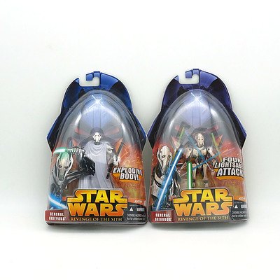 Hasbro 2005 Star Wars Revenge of the Sith General Grievous, Two Variations New Old Stock