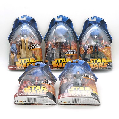 Five Hasbro 2005 Star Wars Revenge of the Sith Figures, New Old Stock