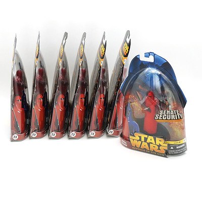 Seven Hasbro 2005 Star Wars Revenge of the Sith Royal Guard, Red, New Old Stock