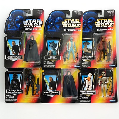 Five Kenner 1996 Star Wars The Power Figures, Including Jedi Knight Luke Skywalker, New Old Stock