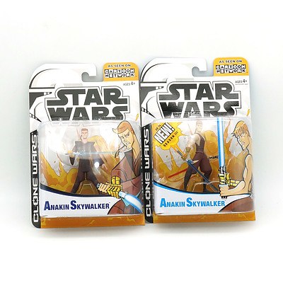 Hasbro 2005 Star Wars Clone Wars Cartoon Network Two Anakin Skywalker Variations, New Old Stock
