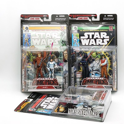 Three Hasbro Star Wars Comic Packs, No 2, 4 and 6, New Old Stock