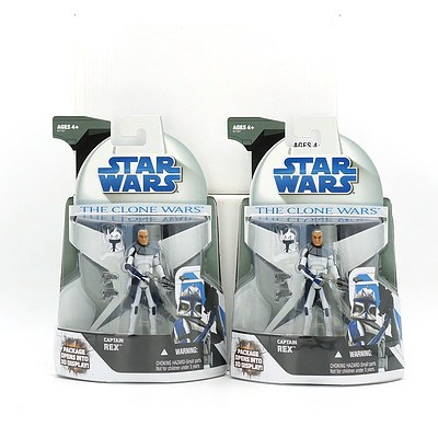 Two Hasbro 2008 Star Wars The Clone Wars Captain Rex, New Old Stock