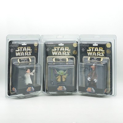 Three Hasbro 2009 Star Wars Star Tours Figures, Including Yoda, Chewbacca and Leia, Series Two, New Old Stock