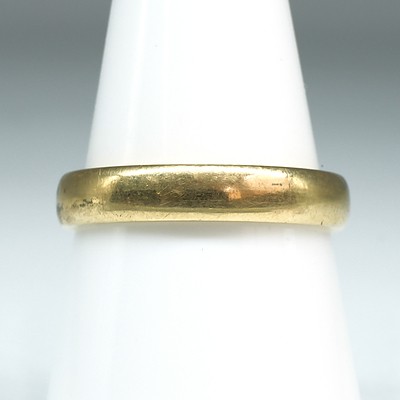 18ct Yellow Gold Gents Wedding Ring, 5.1g