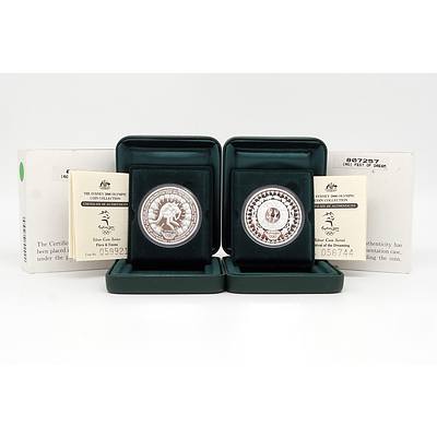 Two $5 Sydney 2000 Olympic .999 Silver Proof Coins, Including Fest of Dream and Flora and Fauna