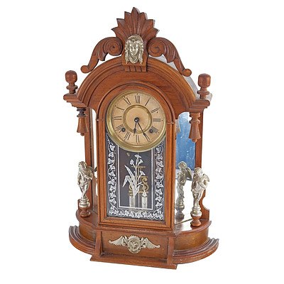 Antique American Ansonia Clock Co. Chiming Mantle Clock with Temperature Compensated Pendulum