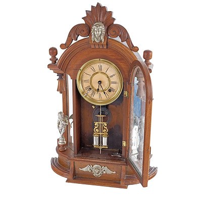 Antique American Ansonia Clock Co. Chiming Mantle Clock with Temperature Compensated Pendulum