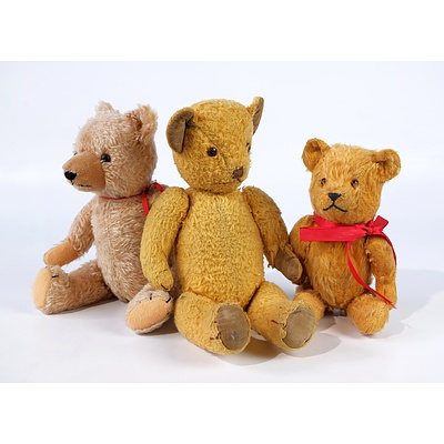 Three Vintage Teddy Bears with Movable Arms