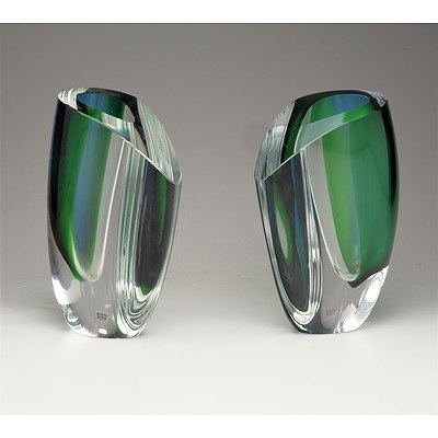 Pair Kosta Boda Mirage Glass Vases by Goran Warff