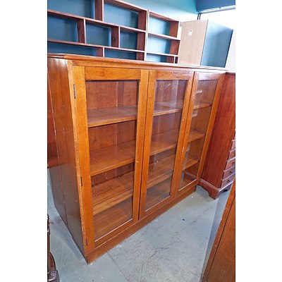 Vintage Solid Ash 3 Door Bookcase with Adjustable Shelves