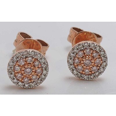 18ct Rose Gold Argyle Pink Diamond And White Diamond Earrings