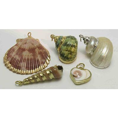 Collection Of Gold-Plated Natural Shell Charms or Pendants