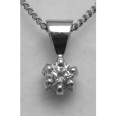 18ct White Gold Diamond Pendant - Tested