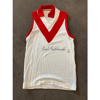 AFL Jumper Signed by Fred Goldsmith - Brownlow Medallist - South Melbourne Football Club
