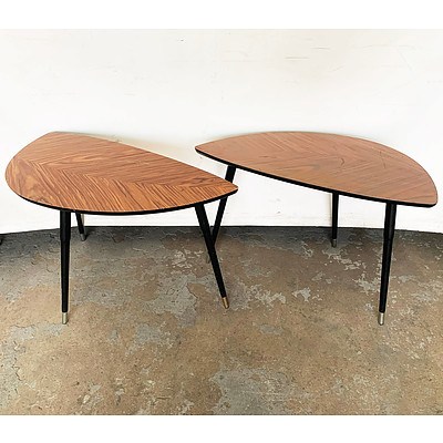A Pair of LÖVBACKEN Wood Grain Design Side Tables