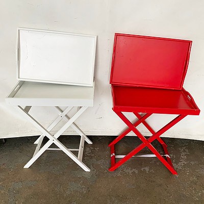 A Pair of Folding Tray Table Sets