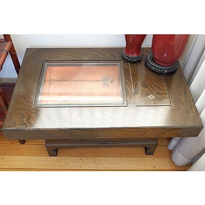 Japanese Elm Hibachi Table with Copper Liner
