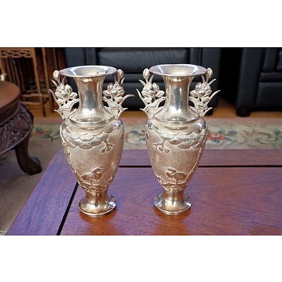 Pair of Chinese Silver Vases, 373g