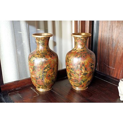 Pair of Chinese Cloisonne Vases
