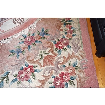 Large Chinese Room Size Sculpted Wool Pile Floral Pattern Carpet