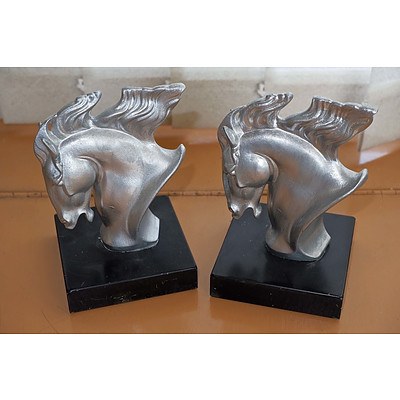 Pair Cast Painted Metal Book Ends