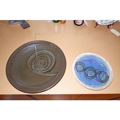 Two Large Studio Pottery Chargers