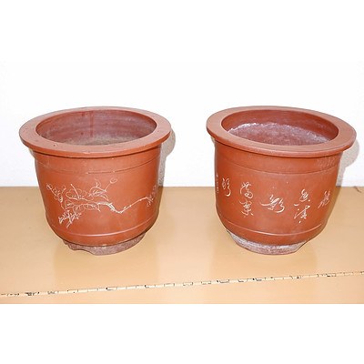 Pair of Chinese Yixing Pottery Planters