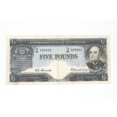 1954 Coombs / Wilson Five Pound Note, TA96309882