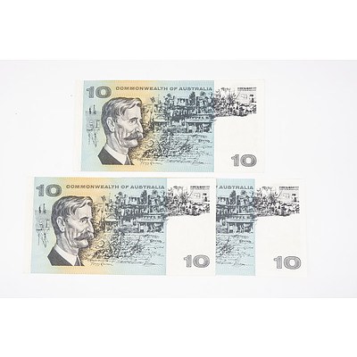 Three 1966 Commonwealth of Australia Coombs / Wilson Ten Dollar Notes, Including 1969 Phillips / Randall NFT129420