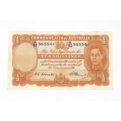 1949 Coombs / Watt 10 Shilling Note, A32965541