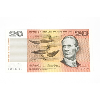 1966 Commonwealth of Australia Coombs / Wilson Twenty Dollar Note, XAF637135