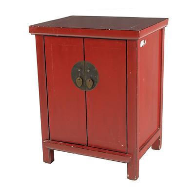 Asian Red Lacquer Small Cabinet, Later 20th Century