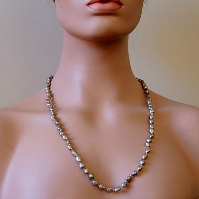Silver Grey Freshwater Baroque Pearl Necklace