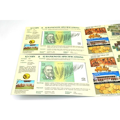 Two Consecutive Australian $2 Johnston/ Fraser Note in Folders, LPX872289- LPX872290