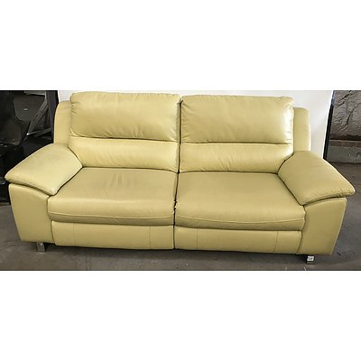 Leather Two Seater Electric Reclining Lounge - Lot of Two