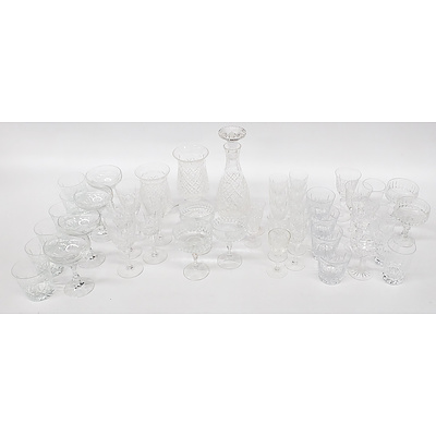 59 Pieces of Moulded Glass and Cut Crystal including Decanter and more