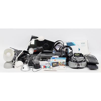 Large Quantity of Electronics including Radios, Sennheiser Wireless Headphones and Dock, Pocket Digital TV and More