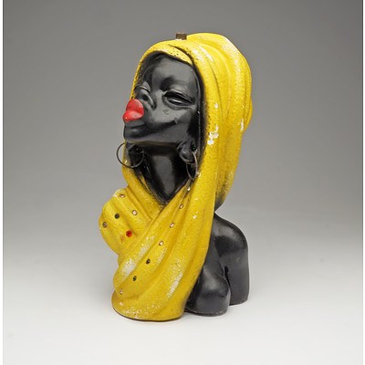 Chalkware African Lady Bust Lamp Base