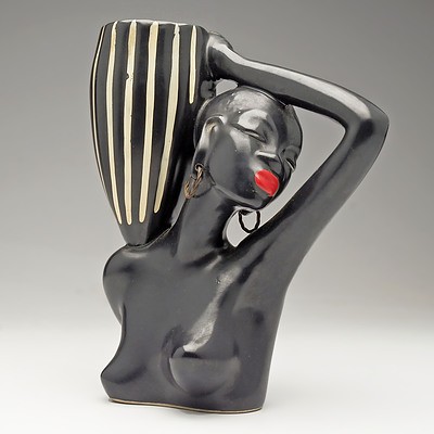 Barsony African Lady Bust Figural Vase