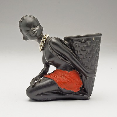 Figure of African Lady with a Basket on Back