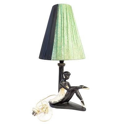 Barsony Ballerina Lamp with Green Lamp Shade
