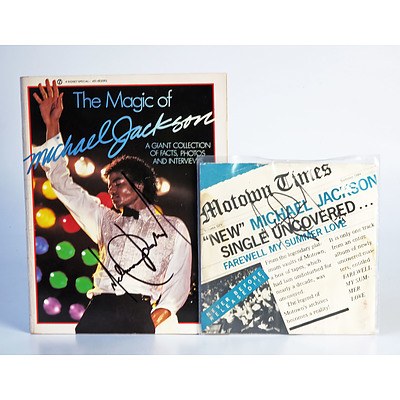 Signed Michael Jackson Book "The Magic of Michael Jackson" and Signed Michael Vinyl Record Single "Farewell my Summer Love"