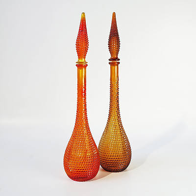 Two Retro Genie Bottles with Stoppers