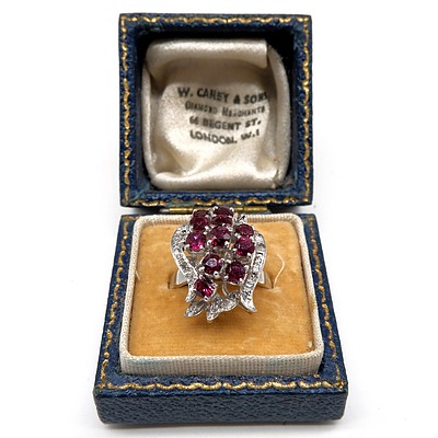 9ct White Gold Ruby and Diamond Ring, 7.2g