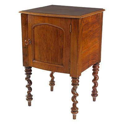 Antique Walnut Pot Cupboard with Unusual Leg Turnings, Late 19th Century