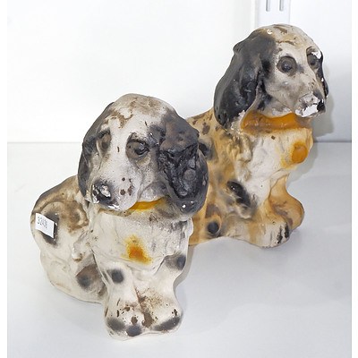 Pair Of Vintage Chalkware Dogs